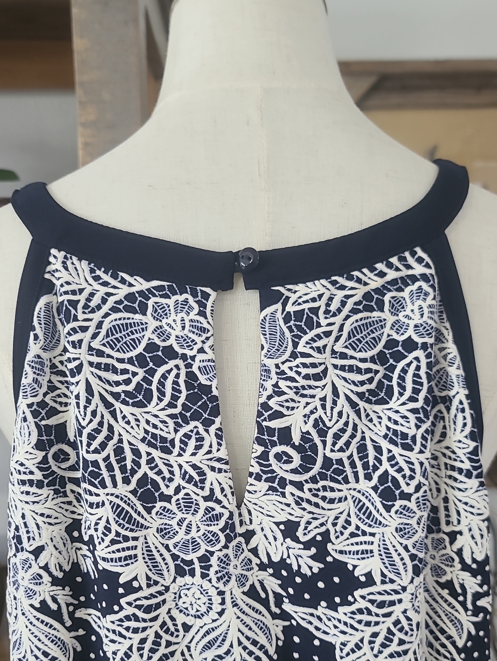 Enfocus Studio Navy and White Printed Lace-Trim Maxi Dress - Picture 7 of 9